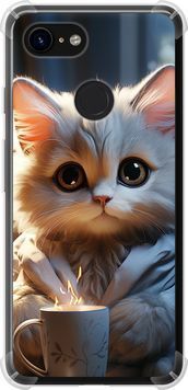 Силикон с усиленными углами чехол 'White cat' для Google Pixel 3 5646sp-1528-71694 фото