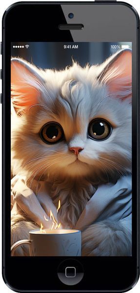 Силиконовый чехол 'White cat' для iPhone 5s 5646u-21-71694 фото