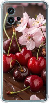 Силикон с усиленными углами чехол 'Вишня в шоколаде' для Motorola G72 6698sp-2859-71694 фото