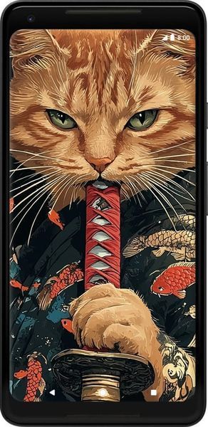 Силиконовый чехол 'Самурай Кот' для Google PixeL 2 XL 6207u-1643-71694 фото