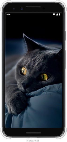 Силикон с усиленными углами чехол 'Дымчатый кот' для Google Pixel 3 825sp-1528-71694 фото
